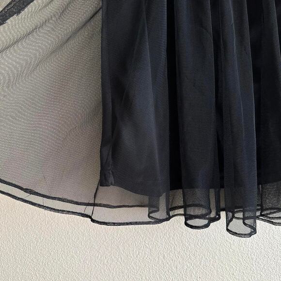 handmade black nylon sheer mesh mini skirt with lace detailing - Picture 5 of 10